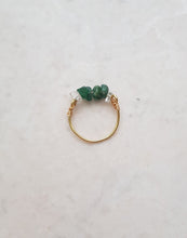 Load image into Gallery viewer, Wire-Wrapped Finger-Ring with Green Gemstones