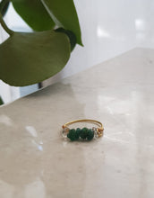 Load image into Gallery viewer, Wire-Wrapped Finger-Ring with Green Gemstones