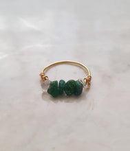 Load image into Gallery viewer, Wire-Wrapped Finger-Ring with Green Gemstones