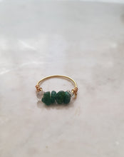 Load image into Gallery viewer, Wire-Wrapped Finger-Ring with Green Gemstones