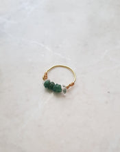 Load image into Gallery viewer, Wire-Wrapped Finger-Ring with Green Gemstones