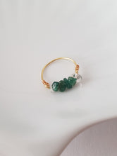 Load image into Gallery viewer, Wire-Wrapped Finger-Ring with Green Gemstones