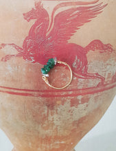 Load image into Gallery viewer, Wire-Wrapped Finger-Ring with Green Gemstones