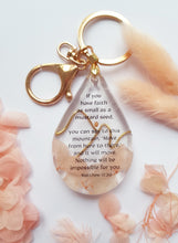 Load image into Gallery viewer, Bible Verse: Mustard Seed & Mountain - Resin Key-Chain