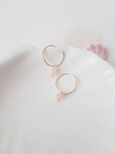 Load image into Gallery viewer, Rose Quartz Pearl Gold Filled Earrings