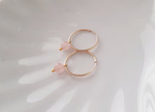 Load image into Gallery viewer, Rose Quartz Pearl Gold Filled Earrings