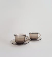 Load image into Gallery viewer, 2 Mid-Century Arcoroc Smokey Glass Cups