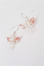Load image into Gallery viewer, Dragon-Fly Earrings Transparent with Real Flowers - Rose / Cream