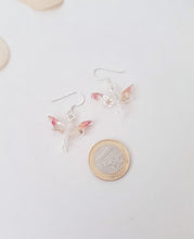 Load image into Gallery viewer, Dragon-Fly Earrings Transparent with Real Flowers - Rose / Cream