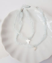 Load image into Gallery viewer, Nacre Cross Blue Pearl Necklace