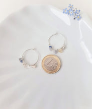 Load image into Gallery viewer, Santorini Lazurite, Rock Crystal Stone Hoop Earrings, 925 Sterling Silver