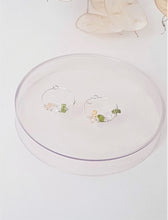 Load image into Gallery viewer, Green Olivine & Rock Crystal Hoop Earrings, 925 Sterling Silver