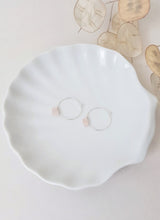 Load image into Gallery viewer, Rose Quartz Stone Hoop Earrings, Silver Wired