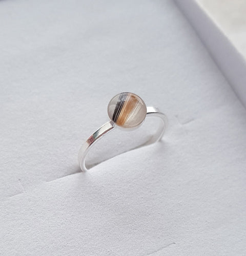 Silver Ring with Baby Hair / Pet-Fur Memorial Jewelry