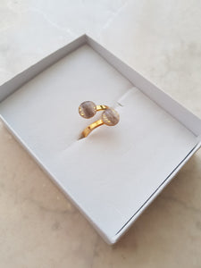Double-ring with Baby Hair / Pet-Fur Memorial Jewelry
