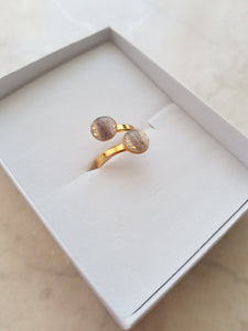Double-ring with Baby Hair / Pet-Fur Memorial Jewelry