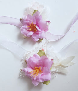 Boutonniere, Wedding Flower Pins in Pink & Cream