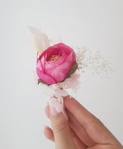 Boutonniere, Wedding Flower Pins in Pink & Cream
