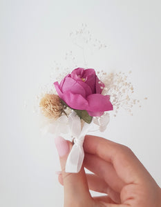 Boutonniere, Wedding Flower Pins in Pink & Cream