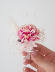 Boutonniere, Wedding Flower Pins in Pink & Cream