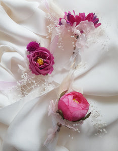 Boutonniere, Wedding Flower Pins in Pink & Cream