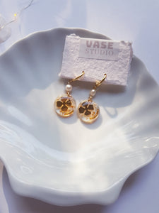 Shamrock Golden Resin Earrings
