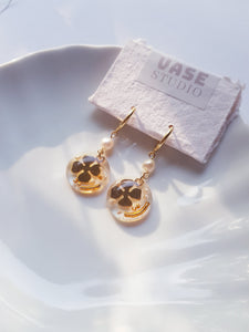 Shamrock Golden Resin Earrings