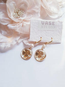 Shamrock Golden Resin Earrings