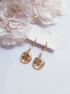Shamrock Golden Resin Earrings