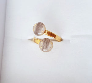 Double-ring with Baby Hair / Pet-Fur Memorial Jewelry