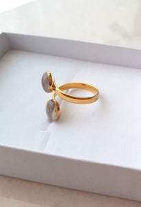 Double-ring with Baby Hair / Pet-Fur Memorial Jewelry