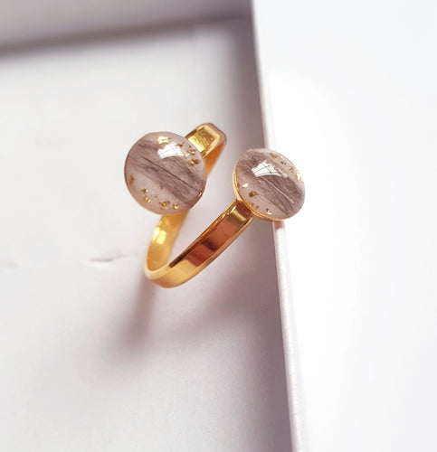 Double-ring with Baby Hair / Pet-Fur Memorial Jewelry