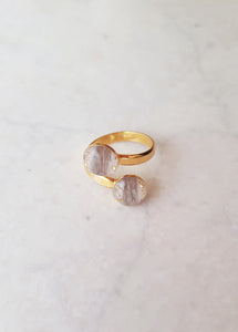 Double-ring with Baby Hair / Pet-Fur Memorial Jewelry