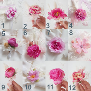 Boutonniere, Wedding Flower Pins in Pink & Cream