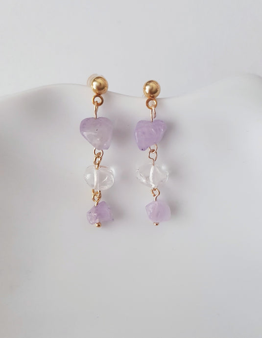 Lilac Amethyst Gemstone Dangling Earrings