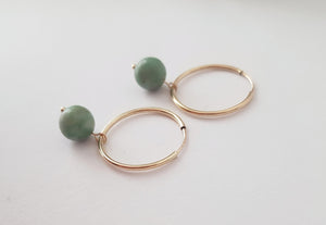 Green Pearl Gold Filled Earrings