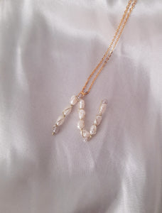 Initial Letter Pearl Necklace - Handwired