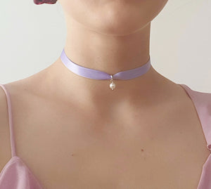 Lavender Choker Pearl Necklace