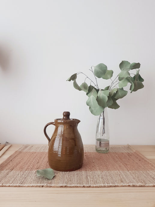 Vintage Ceramic Pitcher Brown, Handmade