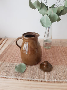 Vintage Ceramic Pitcher Brown, Handmade