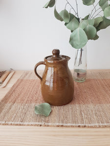 Vintage Ceramic Pitcher Brown, Handmade