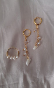 Golden Chain Earrings with Pearls and Moonstone