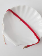 Load image into Gallery viewer, Multiple Pearl Velvet Choker in Dark-Red