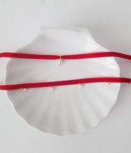 Load image into Gallery viewer, Multiple Pearl Velvet Choker in Dark-Red