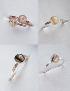 Silver Ring with Baby Hair / Pet-Fur Memorial Jewelry