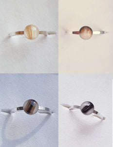 Silver Ring with Baby Hair / Pet-Fur Memorial Jewelry