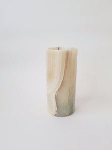 White Onyx Stone - Modern Classic Cylinder Vase