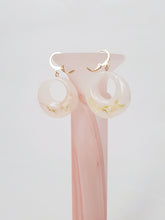 Load image into Gallery viewer, Embedded Flower Petals, Hoop Earrings in Creme