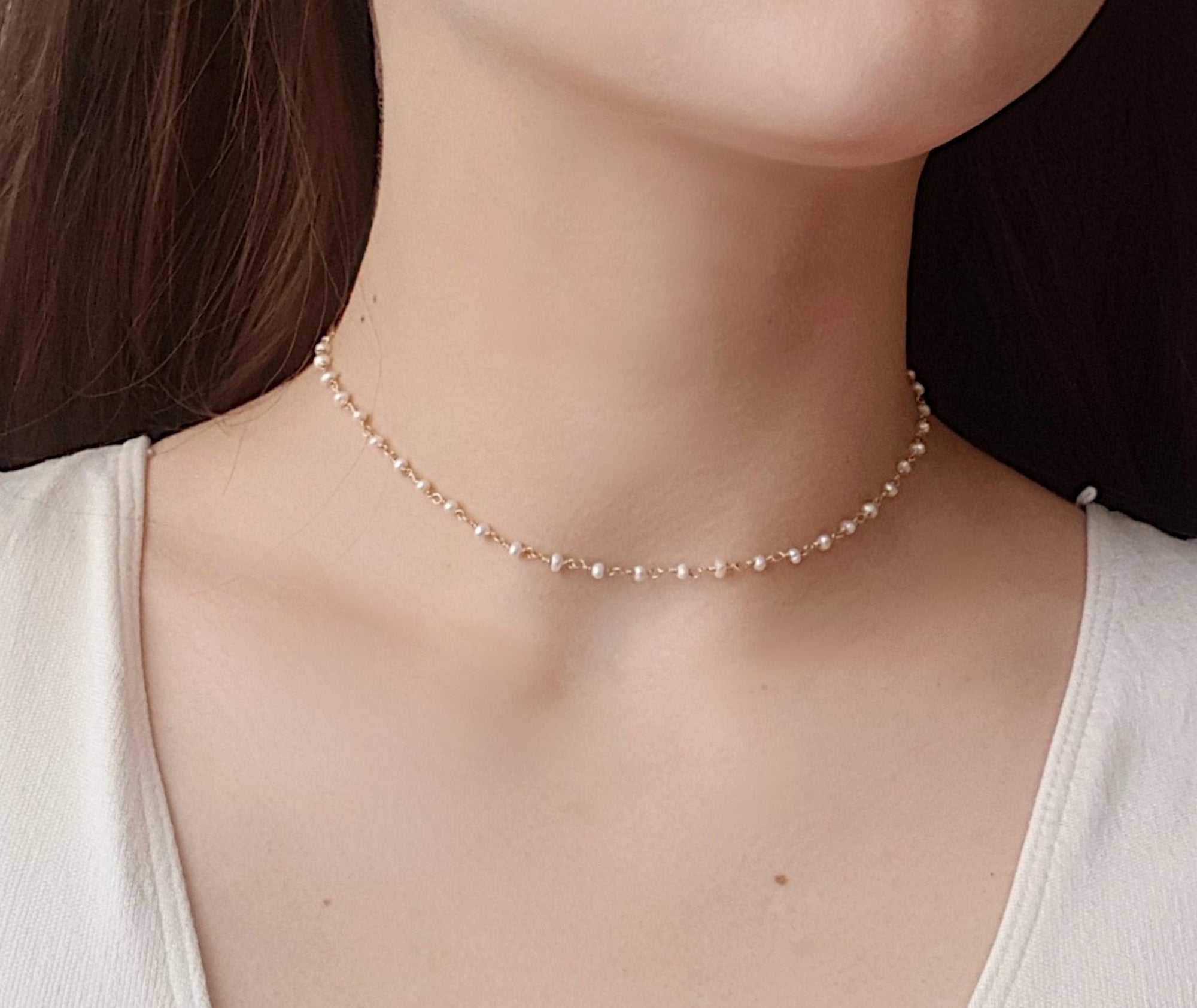 Golden Pearl Necklace – Timeless Elegance – Dainty London