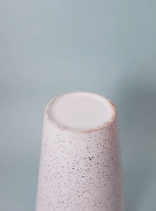 White Ceramic Vase Black Dots